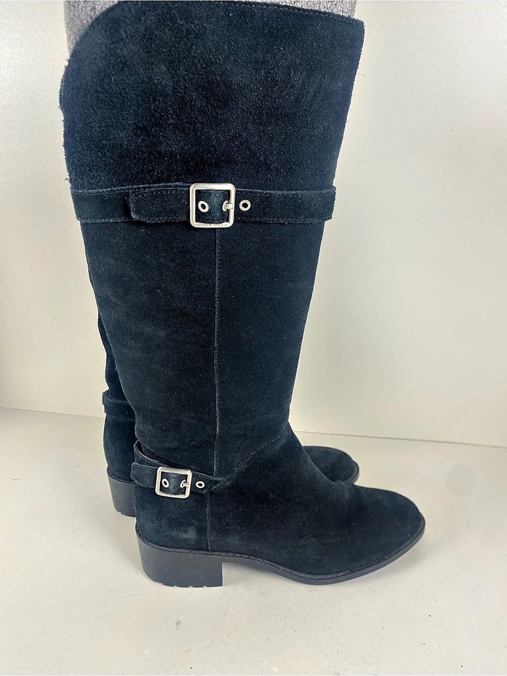 Cole Haan Grand.OS Waterproof Black Suede Tall Boots Size 8B